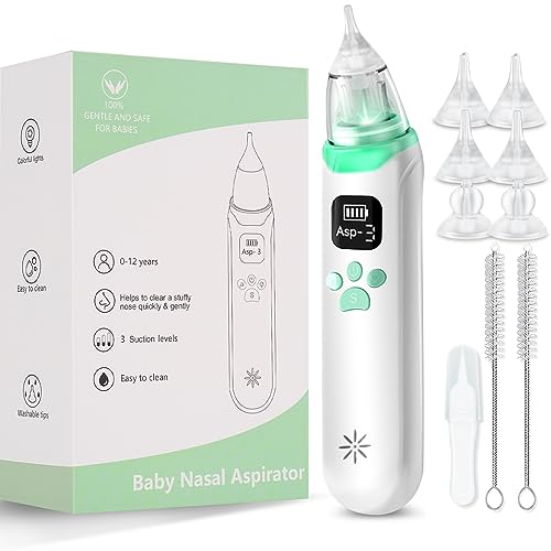 Image of Nasal Aspirator for Baby Electric Nose Snot Booger Remover Sucker ,Nasal Suction Picker Automatic Mucus Cleaner Sinus Tool Toddler Infant Newborn Kids Health Essential,Music-Light-3 Suction Levels
