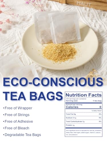 Image of TeeLux Ginger Tea Bags, Natural Ginger Root Tea, Spicy & Zesty & Warm Flavor, Caffeine Free, 100 Count