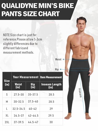 qualidyne Calça de ciclismo masculina forrada com lã acolchoada 4D para ciclismo, Preto + bolsos lat