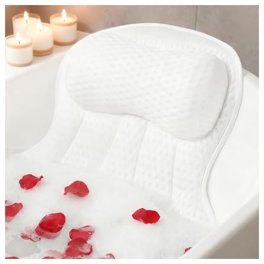 AmazeFan Luxury Bath Pillow,Ergonomic Bathtub Spa Pillow with 4D Air Mesh Technology and 6 Suction Cups,Helps Support Head,Back and Neck,Fits All Bathtub,Hot Tub and Home Spa (US Patent) (White)