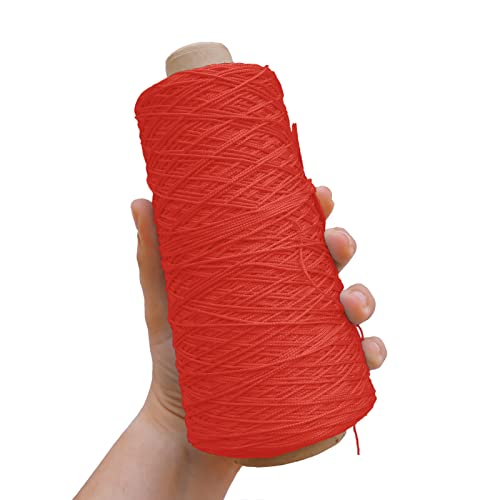 TEXTEX = Cuquillo Chain Thread. Yarn for Knitting and Crochet. Composition 100% Rayon. 1 Cone of 200grs and 600mts (Poppy Red)