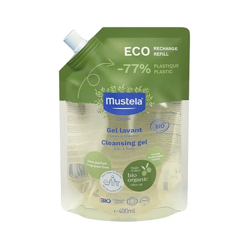 Mustela gel detergente eco refill certificato BIO, corpo e capelli, 400 ml