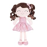 Gloveleya Soft Dolls Plush Figure Filament Fingerprint Dot Pink Dress Baby Doll Gift 12inches