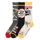 Bioworld One Piece Live Action Straw Hat Pirates Adult 3-Pair Casual Crew Socks