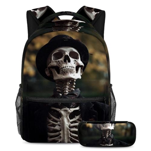 Sac d'école squelette d'Halloween et trousse pour accompagner les sorties scolaires des garçons