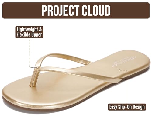 Image of Project Cloud Flip Flops for Women Footwear- Lightweight and Memory Foam Insole Sandals for Women 2026 - Durable Non-Slip Beach Essentials Flats for Women Sandals (Foundations)