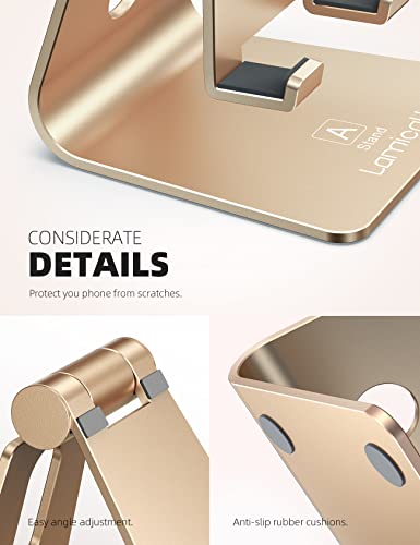 Lamicall Adjustable Phone Stand, Cell Phone Holder Desk, Compatible With Phone 13 12 Mini 11 Pro Xs Max Xr X 8 7 6 Plus Se, Smartphones Dock, Office Desktop Accessories - Gold #TOP5