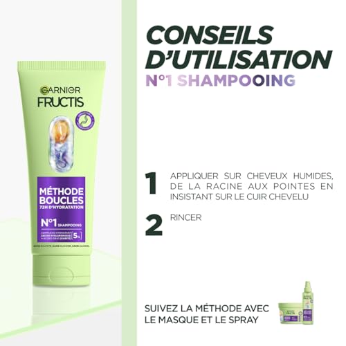 GARNIER FRUCTIS - Méthode Boucles - Routine Cheveux Bouclés - Shampooing (200 ml) + Masque (370 ml) + Spray (150 ml) - Acide Hyaluronique & Beurre De Karité - Sans Silicone, Ni Sulfate - Homme & Femme – Image 6