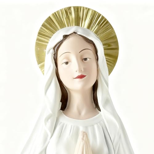 Statue de la Vierge Marie décorative en résine blanche pour salon et bureau - 6