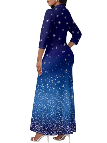 Image of PinkPatty Women's Casual 3 /4 Sleeve Polo V Neck Bodycon Maxi Dress | Semi formal, modest style, long fitted, versatile for church, work, business, office and daily wear