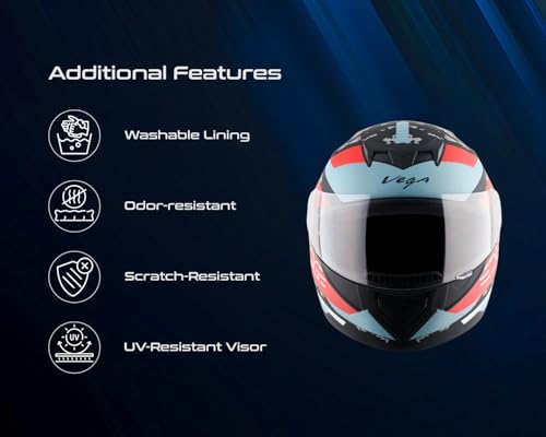Image of Vega Edge DX US Army Full Face Motorcycle Helmet with Matte Shell, Shock Absorbing Liner, Comfortable Interior, Ventilated Fit, Aerodynamic Build, and Trendy Dull Black Red Finish Dull Black Red-L