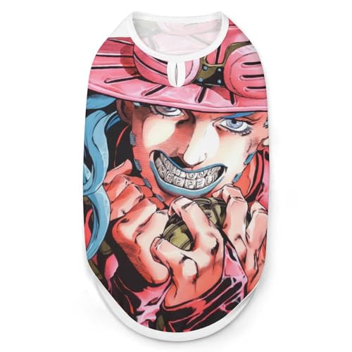 ペット服 ジョジョの奇妙な冒険 ジャイロ・ツェペリ 犬服 犬の服 Tシャツ ペットウェア ドッグウェア 猫服 洋服 袖なし 薄手 おしゃれ 脱毛保護 通気性よい 春秋冬服 お散歩 お出かけ 小型犬 中型犬