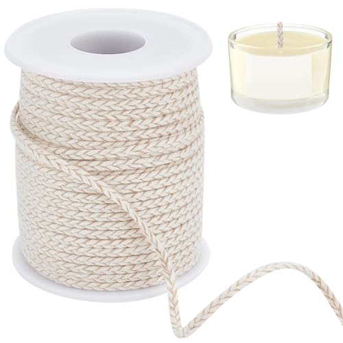 BENECREAT 54.68 Yards Round Oil Lamp Wicks, 2.5mm Cotton Replacement Wick Candle Making Wicks for Kerosene Alcohol Lamp Lantern Candle Burner Stove Lighting and Decoration