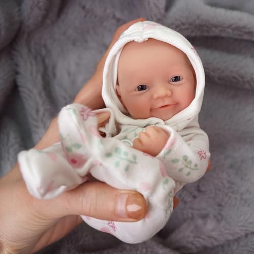 Muñeca bebé mini reborn de silicona 7 pulgadas con accesorios miniatura 2
