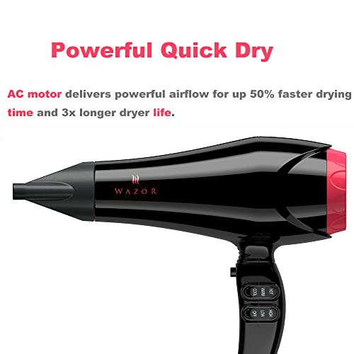 Ionic Hair Dryer – Professional Hair Dryer With Dual Ionic Technology – Powerful 1875W Blow Dryer With 3 Intelligent Heating Modes – Fast Drying Blow Dryer – No Hair Damage (Black) #TOP1