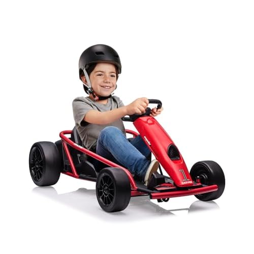 Garvee 24V Go Kart Car for Kids, 9Ah Battery 2x300W Motors 8.1MPH Fast Speed, Drifting Circling Riding Racing Car for 8+ Years, Full Metal Frame, Nylo