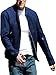 Leder Fashions Men's American Actor Chris Faux Leather Jacket - Classic Navy Blue Biker Jacket