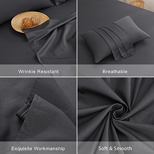 Parure de lit en microfibre douce anti-plis avec drap-housse profond