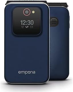 emporia JOY-LTE - Teléfono móvil para personas mayores 2G, sin contrato, con botón de llamada de emergencia, pantalla de 2,8 pulgadas, color azul