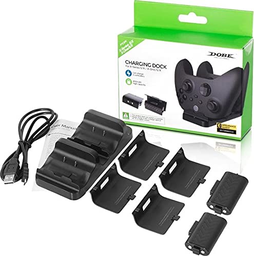 Carregador Duplo Xbox Series Xbox One C/ 2 Baterias + 4 Tampas