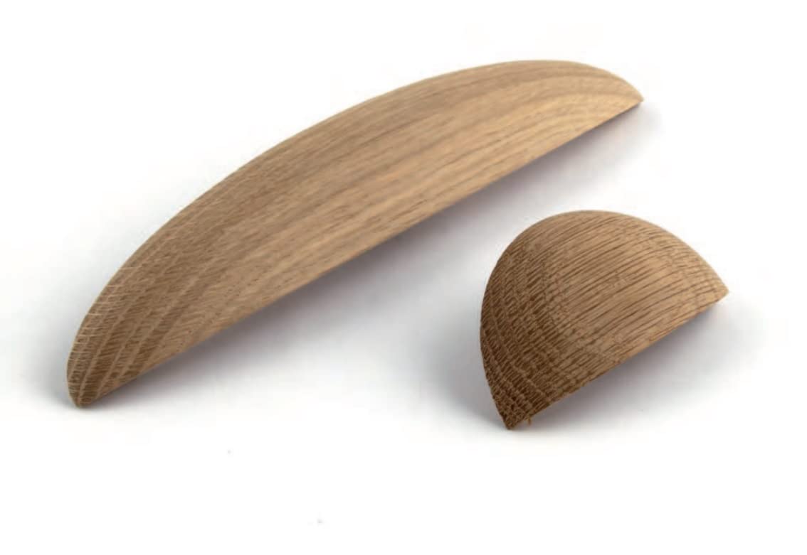 Solmer Ltd Unfinished Hafele Wilton Wooden Cup Pull Door Handle Knob Oak Wood (32 Mm Hole Centres)