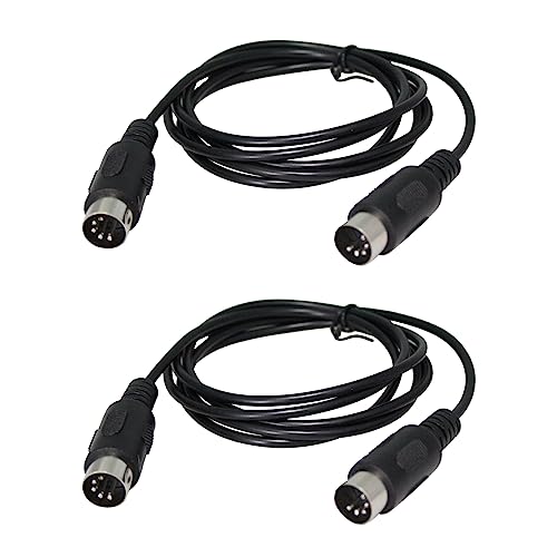 TAODAN 2PCS 5 Pin 6-Feet Pure Copper DIN MIDI Cable Male to Male Plug Midi Cables Compatible with MIDI Keyboard Audio Amplifier Guitar Multi Effects Synth External Sound Card