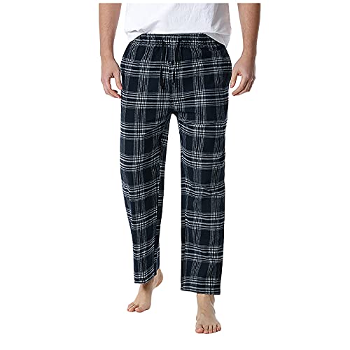 Beokeuioe Central Pants 2023 - Pantalones de pijama, informales, sueltos, deportivos, a cuadros, para hombre, B negro., L