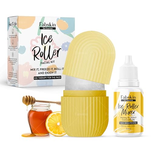 Image of Fabskin Ice Roller For Face Massager, Neck and Body | With Lemon & Honey 30ml |For Men & Women | Ice Cube Facial Roller Kit | For Skin Moisturizing & Soothing