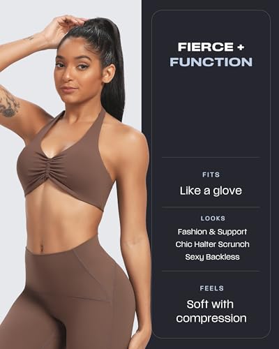 Image of Aoxjox Taylor Scrunch Halter Sports Bra