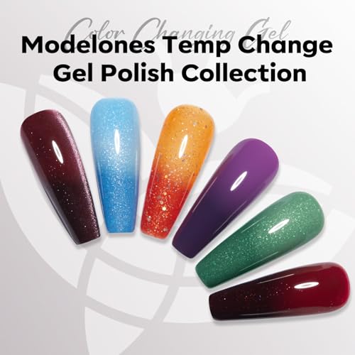Image of modelones Gel Nail Polish Black Sliver, Glitter Gel Polish Color-Changing Mood Temperature-Sensitive Halloween Soak-Off Nail Art Manicure 15 ML