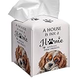 Grace Yonks Cute Cavalier King Tissue Box Cover Square, Cavalier King Dog Cube Case for Facial Tissues, 5.2' PU Leather(039)