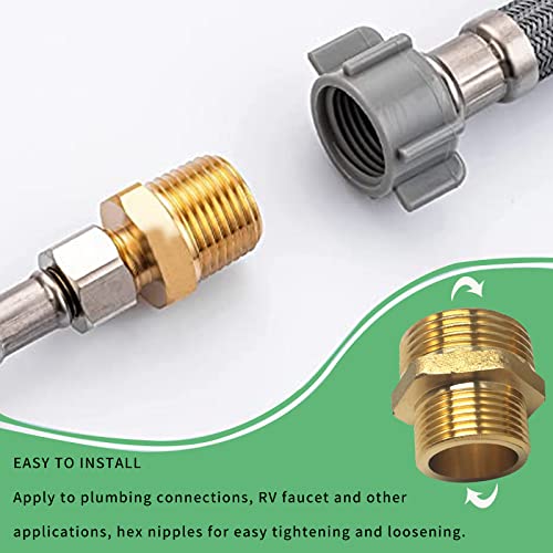 1/2 To 3/8 Brass Reducer, Rv Faucet Adapter, Compression Brass Pipe Fitting, Water Hose Connector For Plumbing Water Pips 2 Pieces #TOP4
