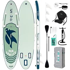 FunWater 320CM&350CM Stand Up Paddle Board Mit Vollem Zubehör Paddleboard SUP Board Mit Verstellbares Paddel, Pumpe, Reiserucksack, Leine, wasserdichte Tasche (320CM SCHILDI-GRÜN)
