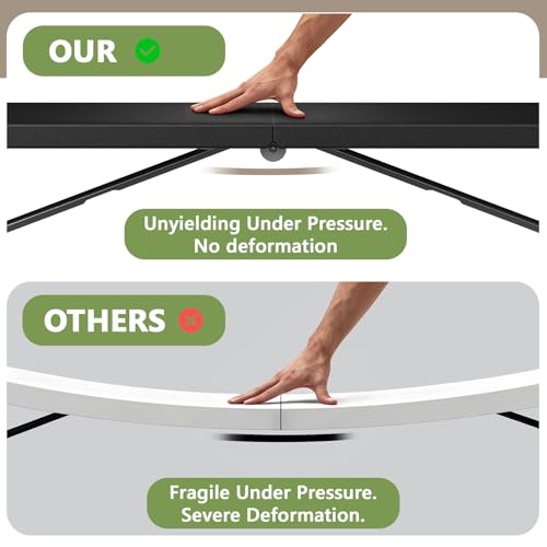Image of Folding Table, 8FT Foldable Picnic Table with Carrying Handle, Heavy Duty Fold-in-Half Portable Table for Weddings, Camping, RV Travel, Parties, BBQs, and Indoor Use, Easy to Fold and Store
