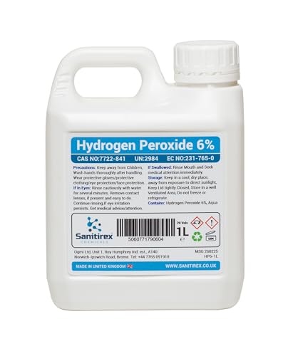 Hydrogen Peroxide 6% 20 Vols. 50ml 500ml 1L 5L Litre for Cleaning Disinfecting Bleaching (1L)