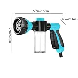 Yiokii Jet Dog Wash Hundedusche Sprüher Gartenschlauch Spray, Einstellbarer Schaumspray mit Seifenspender 8-in-1 Sprühmodus Jet Hundewaschschlauchdüse Aufsatz für Rasen/Garten Bewässerung Autowäsche