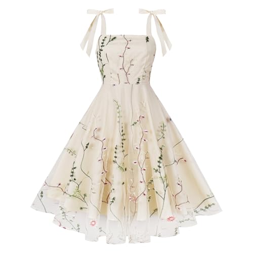 Image of Women's Tie Strap Tulle Prom Dresses Sweetheart Flower Embroidery Dress Short Formal Party Mini Homecoming Dresses