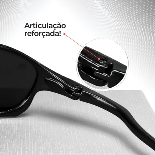 Óculos de Sol Lupa Juliete Masculino Preto com Lente Laranja e Proteção UV, Lentes Policarbonato, Ha