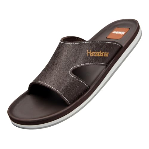 Harssidanzar Men Vintage Slide Sandals Comfortable Lightweight Summer Beach Slides for Men slip on Sandals KM232US3