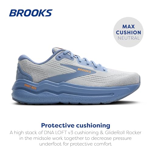 Brooks Brooks Men’s Ghost Max 2 Neutral Running & Walking Shoe - Oyster Mushroom/Blue/Orange - 9 Medium