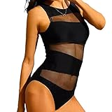 Generic Badeanzug 46 B Sexy Badebekleidungs-Badeanzug-Fester reizvoller eleganter rückenfreier Bikini-Schwimmen Beachwear der Frauen Artikelmerkmale Damen Schwimmanzug Hoher Beinausschnitt (Black, M)