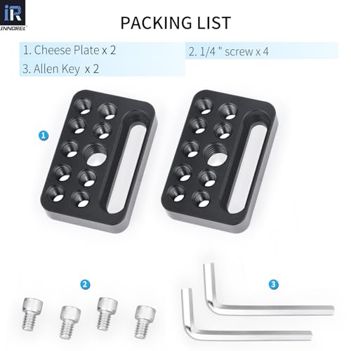 Image of INNOREL CP03 2 Pieces Mini Multi-Functional Cheese Plate with 1 /4 inch & 3 /8 inch Threads,Porous Connection Quick Installation Board Used for Installing Cheese Board Camera Cage on Guide Rail Block