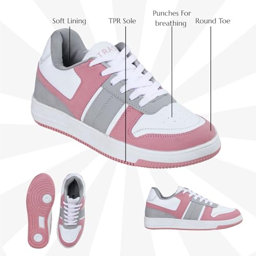 Image of TRASE Casual Sneaker Shoes for Women | Soft Cushioned Insole | Sneakers for Woman | Lightweight | Comfortable | Stylish, Trendy Girls and Women Sneakers with Laces