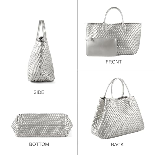 Bolso Tote tejido para mujer de gran capacidad miniatura 3