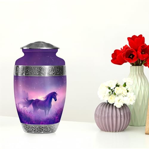 Image of Horse Urns for Human Ashes Adult Man - Large Cremation Urn for Women - Decorative Purple Urn for Human Ashes Adult Male and Female