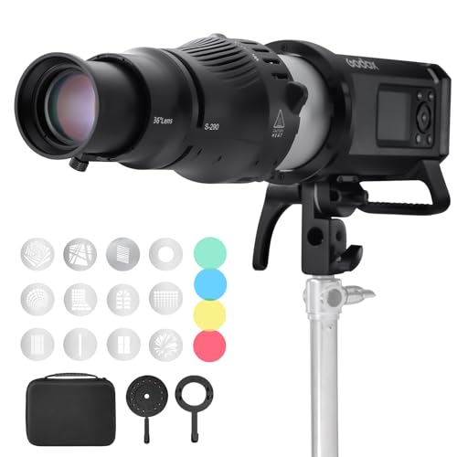 WELLMAKING Bowens Mount Optical Snoot Conical S-290 Kit. Adjustable Focus,