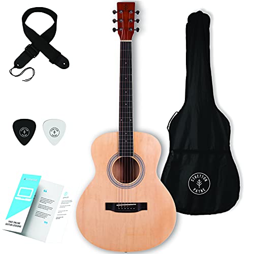 Stretton Payne GA Mini guitarra acústica de cuerda de acero, 36 pulgadas, cuerpo de gran auditorio de tamaño ¾, edición limitada, serie Academy, acabado mate, natural