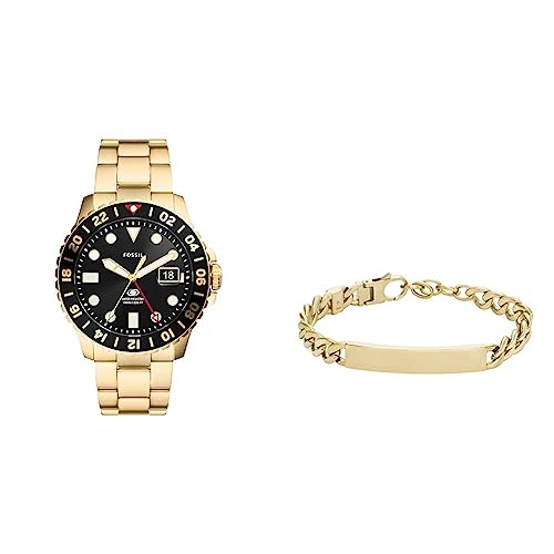 Montre pour Homme Blue GMT Fossil 46mm et bracelet Drew : le coffret cadeau idéal