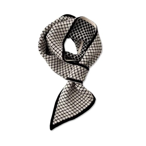 LumiSyne Moda Estrecha Bufanda De Punto Para Mujer Invierno Diseño Fácil Tirar Para Atravesar Retro Patrón De Letras Cuadros De Diamante Delgado Larga Fulares Pañuelo Cálido Bufanda Cuello