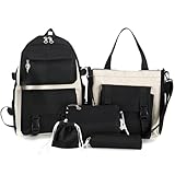 Kit 5 Bolsas Mochila Feminina e Masculina de Nylon Escolar Multiuso Grande Capacidade(Preto)
